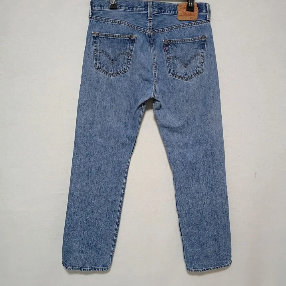 VTG 90s Levis Jeans 501 Original Fit Jeans Men 34x32 Medium Wash Non-Stretch EUC